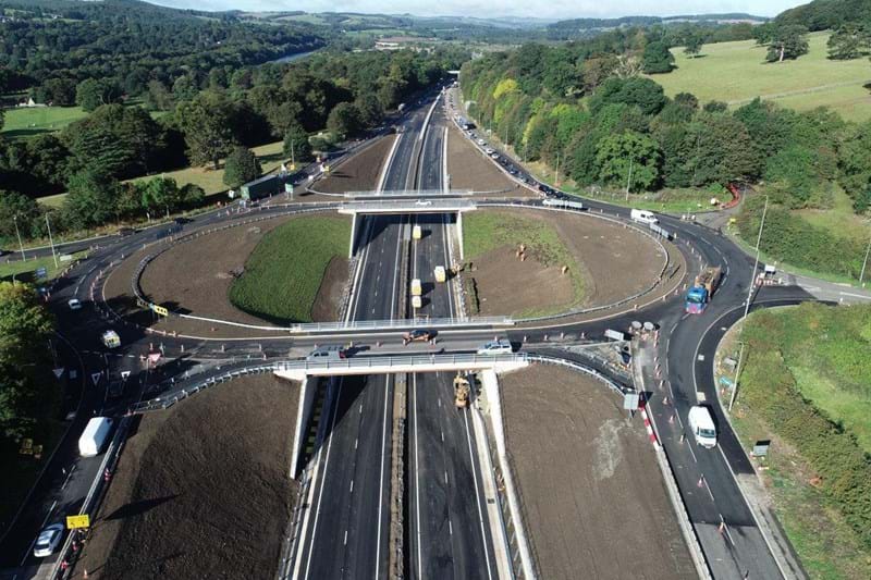 Looking west new mainline A69 and roundabout at Bridge End, Hexham