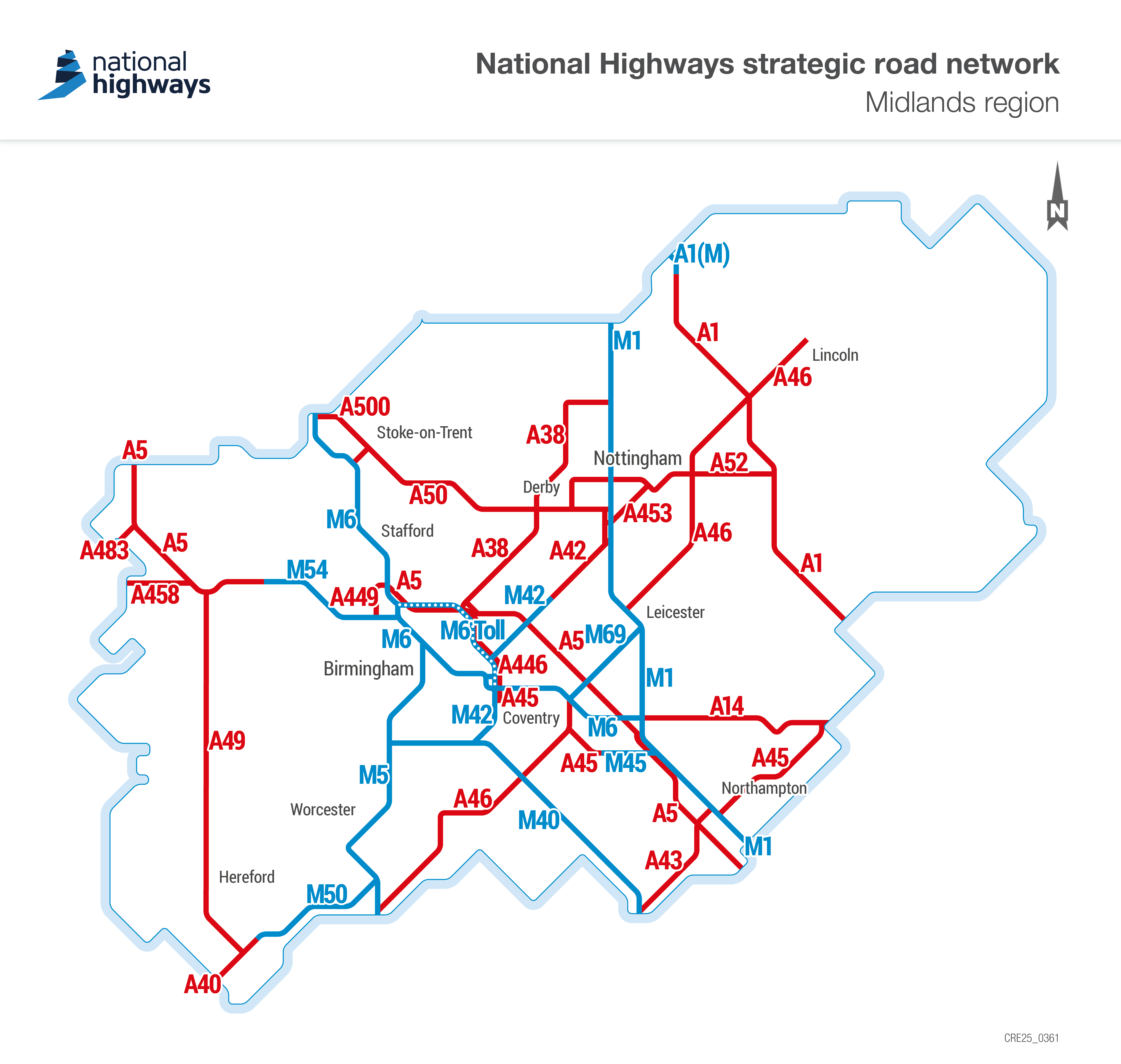 Midlands region map