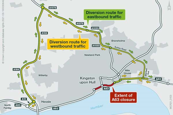Overnight closures in Hull for further upgrades on A63 Castle Street