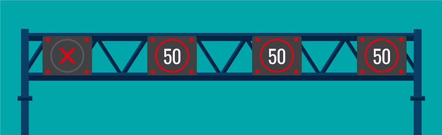 Red X above hard shoulder means it is closed to traffic
