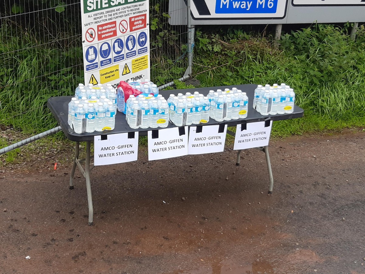 Water station provided by our contractor for cyclists