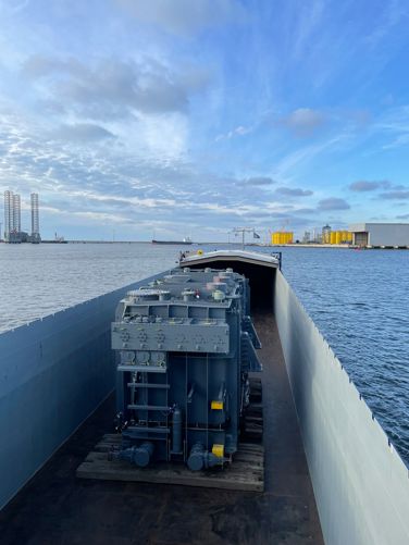 The SP Energy Transformer inside a vessel sailing through the sea from Korea