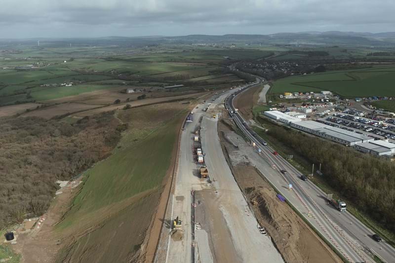 Carland Cross, new section of road to be tied into existing A30