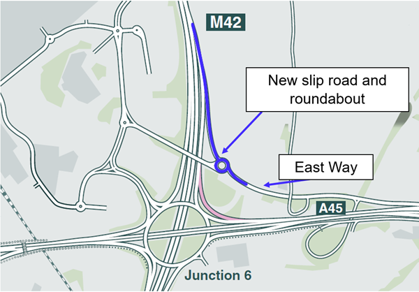East Way and new junction 6 slip road