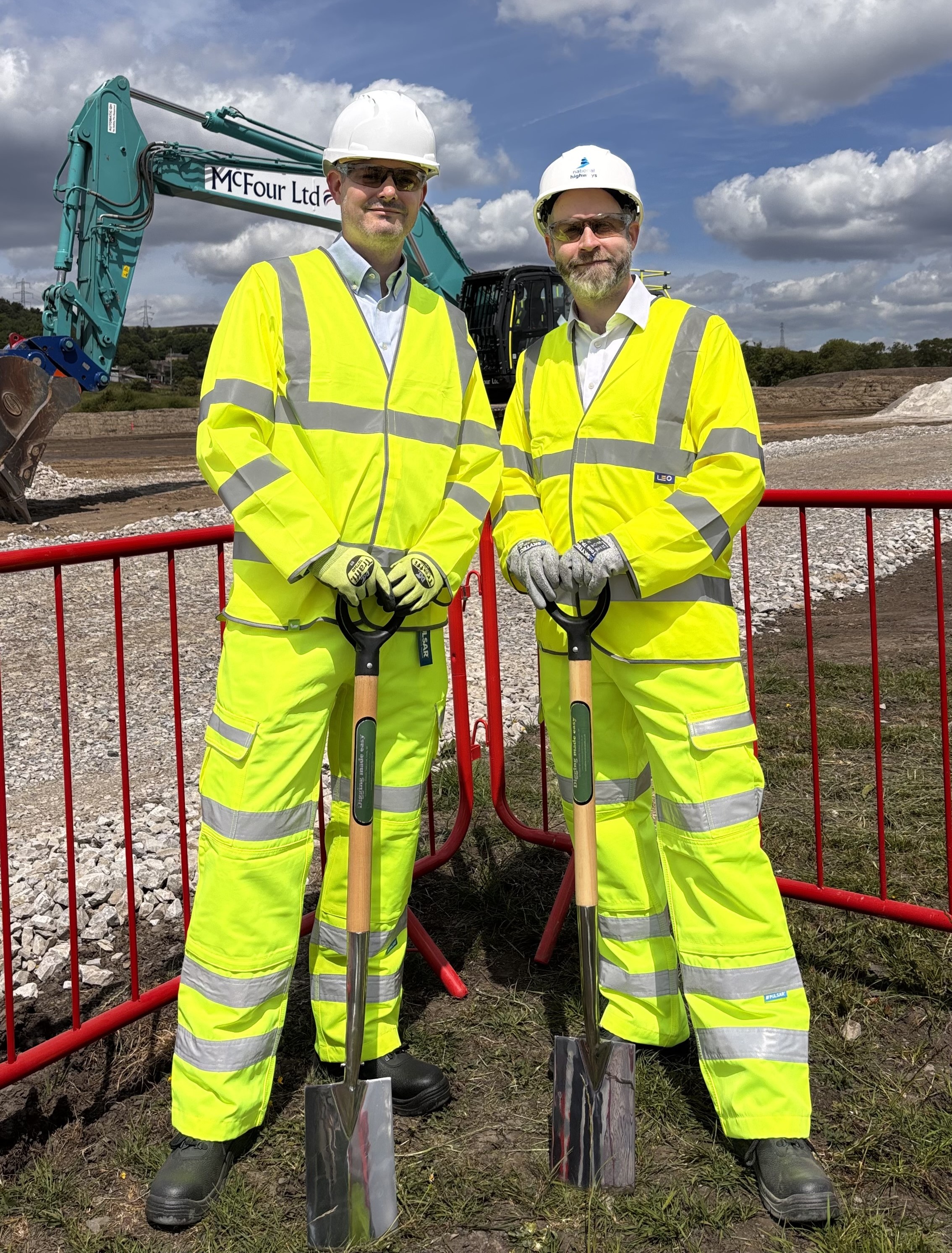 Jon Pearce MP (left) and Jonathan Reynolds MP breaking the ground