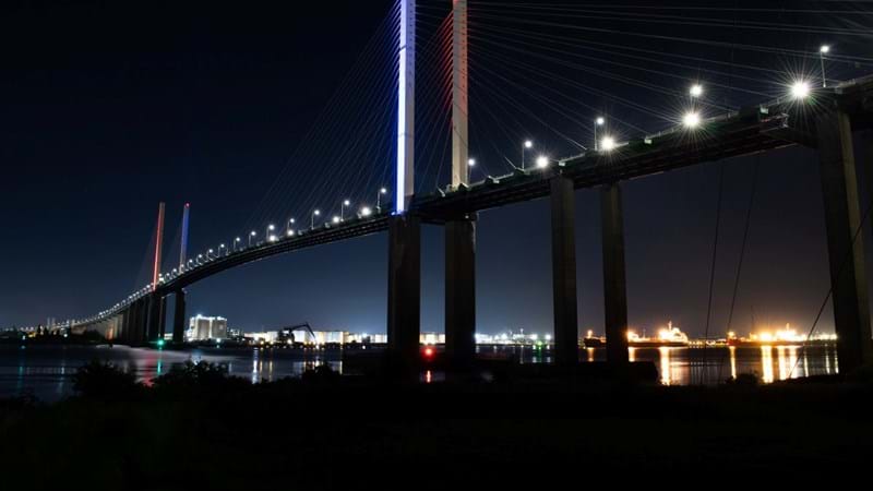 The Queen Elizabeth II bridge illuminated to honour Queen’s Platinum Jubilee