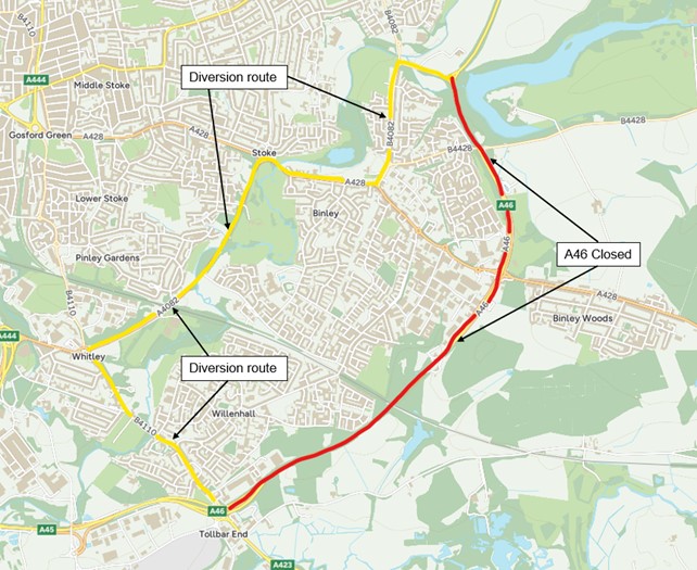 diversion route map