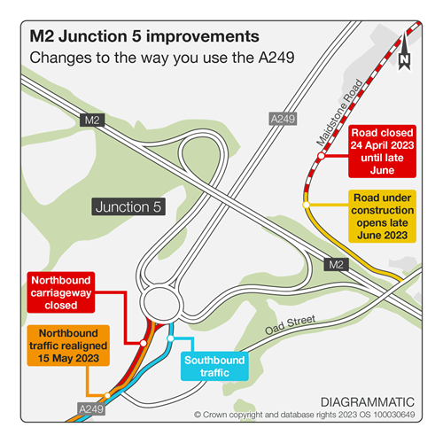 M2 junction 5 changes at Stockbury roundabout