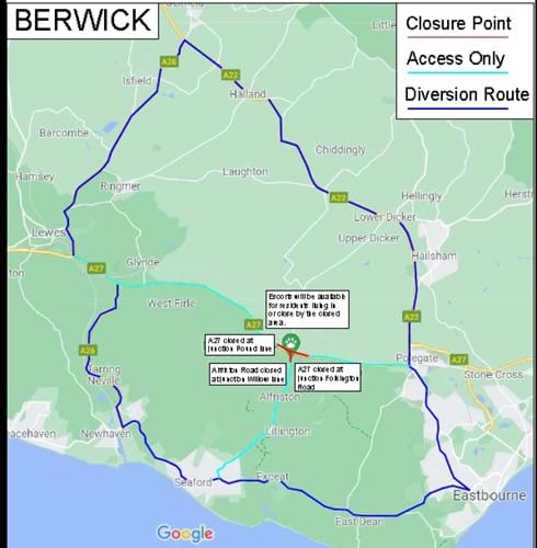 Berwick diversion route