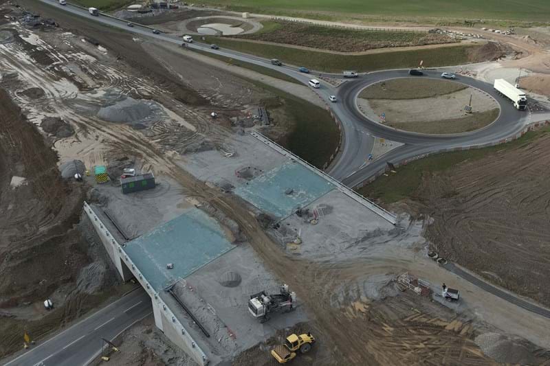 Carland Cross junction, work ongoing