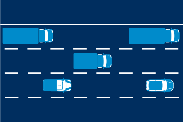 vehicles moving along on road network infographic