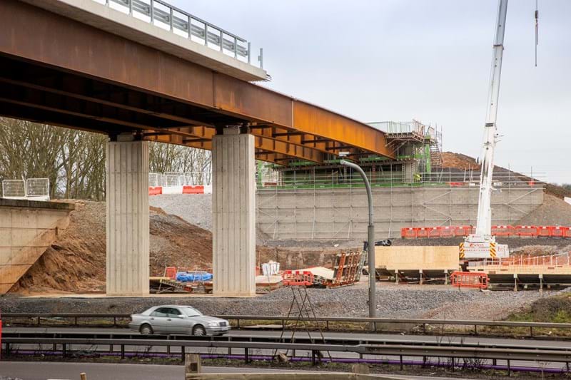 The new Solihull Road bridge, now in position over the M42