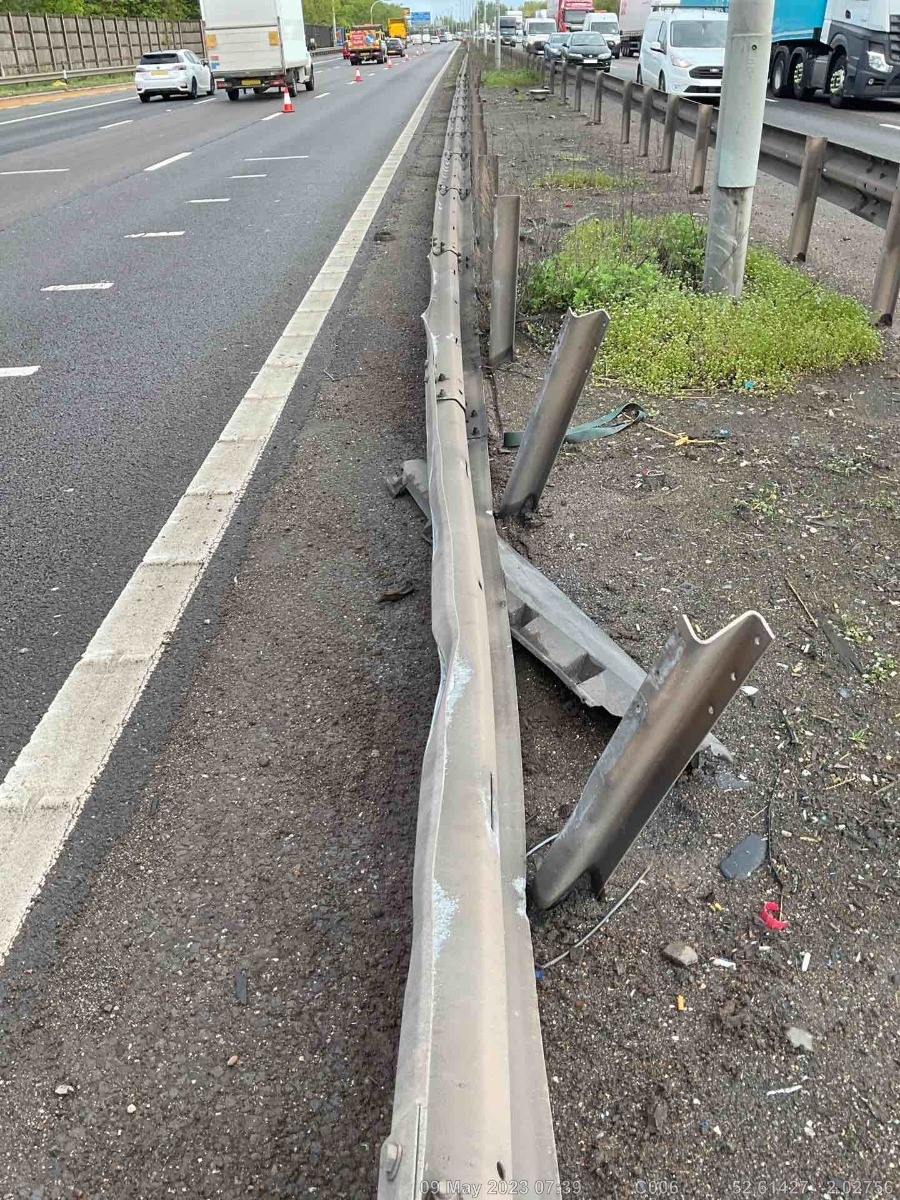 Caption: Some of the damaged safety barrier after the incident