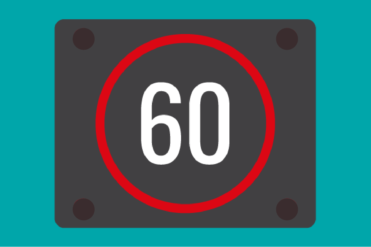 Illustration of 60 mile per hour variable speed limit sign