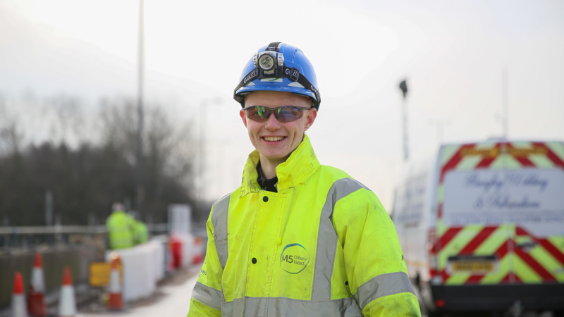 Road worker wearing full PPE