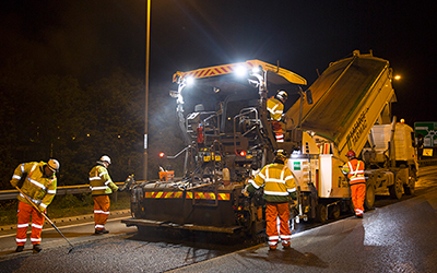Road work laying new Tarmac