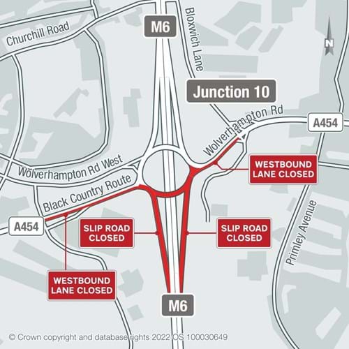 M6 J10 roundabout August closures