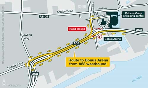 Bonus Arena diversion route
