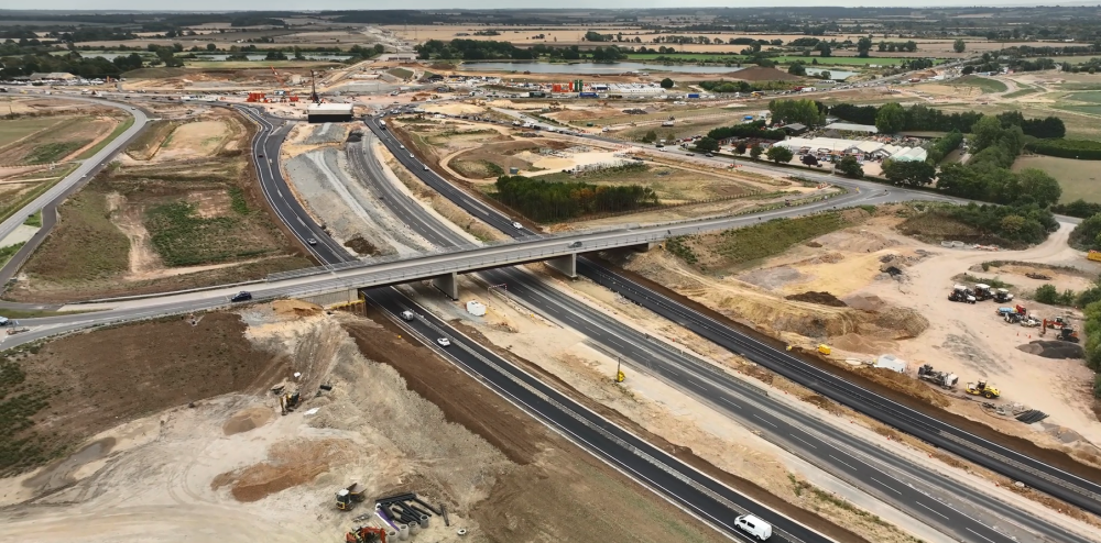A different aerial view of the A1 to A421 link