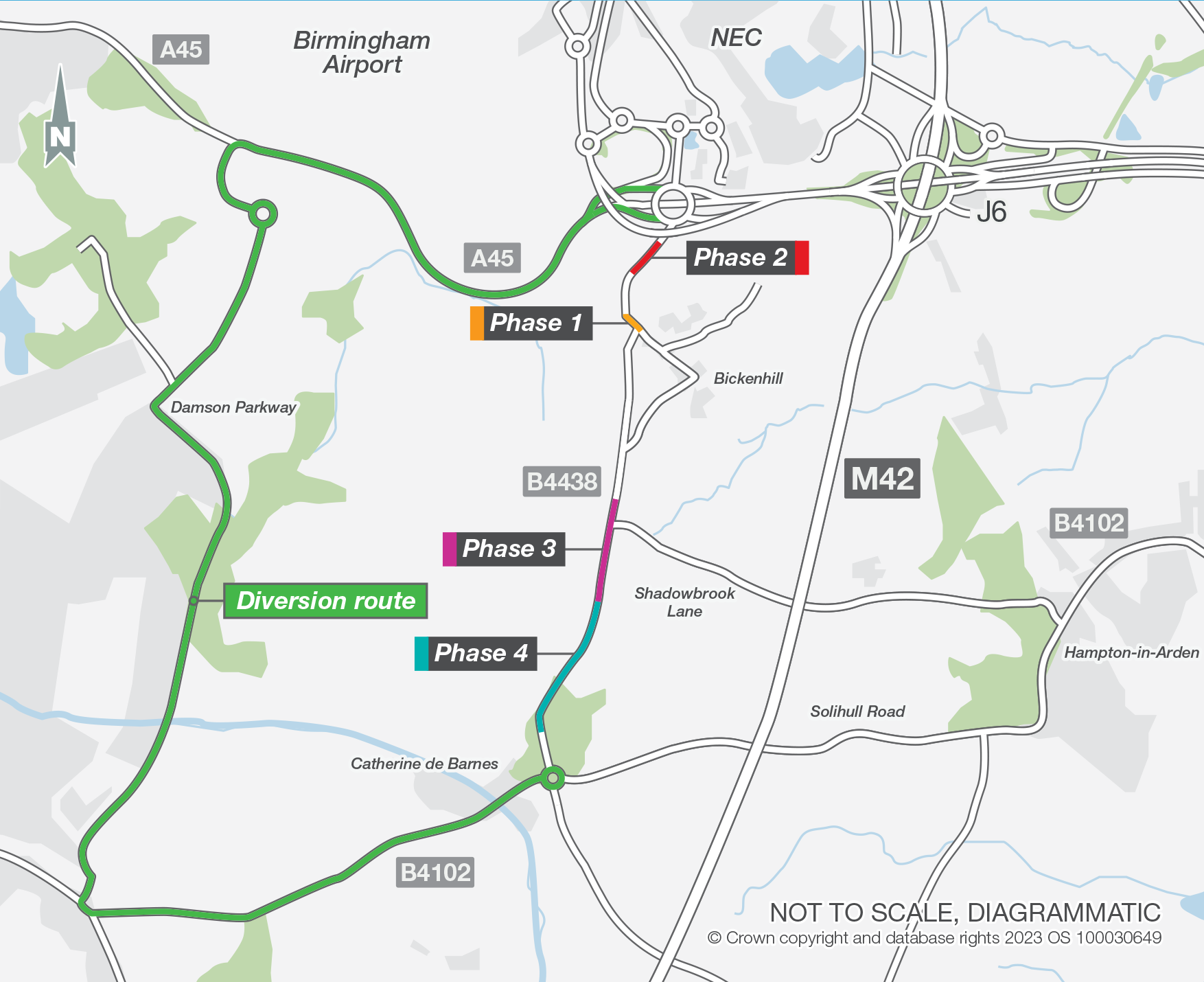 Catherine de Barnes Lane map showing phases 1 to 4