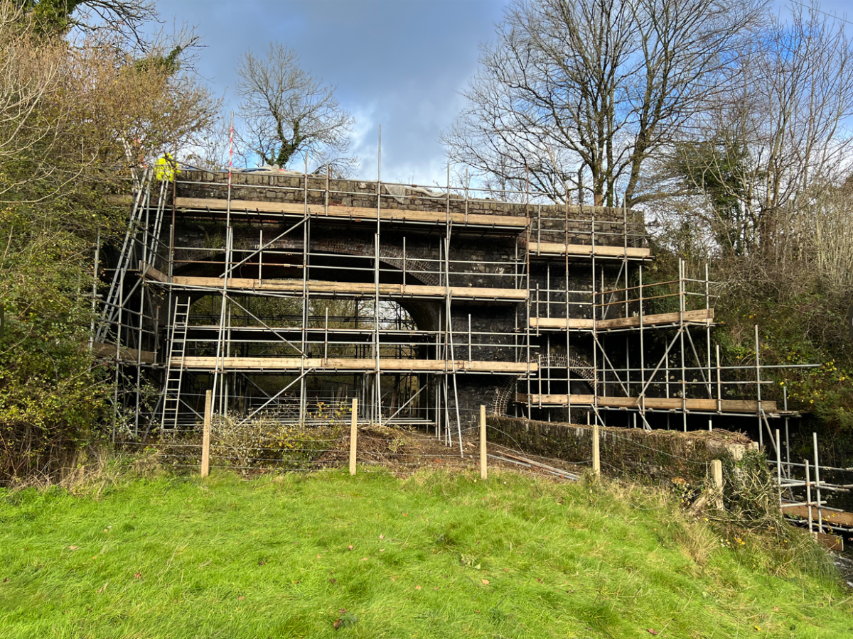 Wortha Mill Bridge on Dartmoor during works