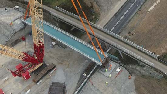 New bridge in place over A30 after weekend lifting operation as part of Cornwall dualling scheme