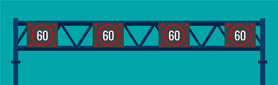 Hard shoulder in use, speed limit of 60mph