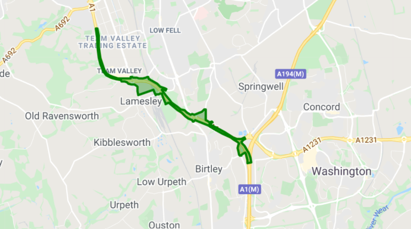 Map of Birtley to Coal House scheme