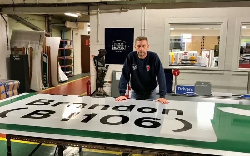 Jeff Blizard, a former soldier in the Queen’s Regiment diagnosed with post-traumatic stress disorder, was out of work for 10 years. BBMC has supported him on his journey back to full time employment, making road signs