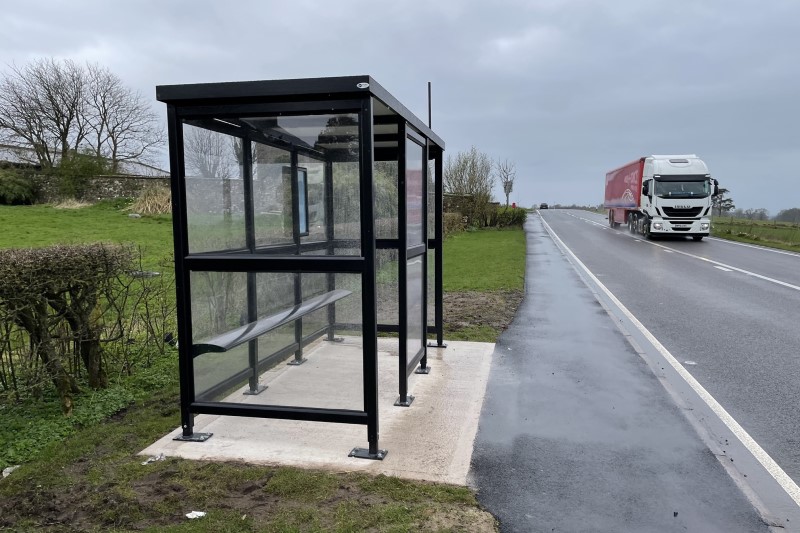 Bus stop at roadside