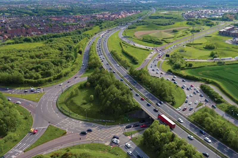 Aerial view of A1 Scotswood  to North Brunton