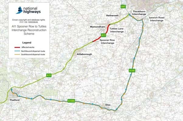 Diversion for long-distance traffic on A11