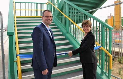 Cllr Mark Leronimo and Emma Hardy MP officially open the Porter Street bridge