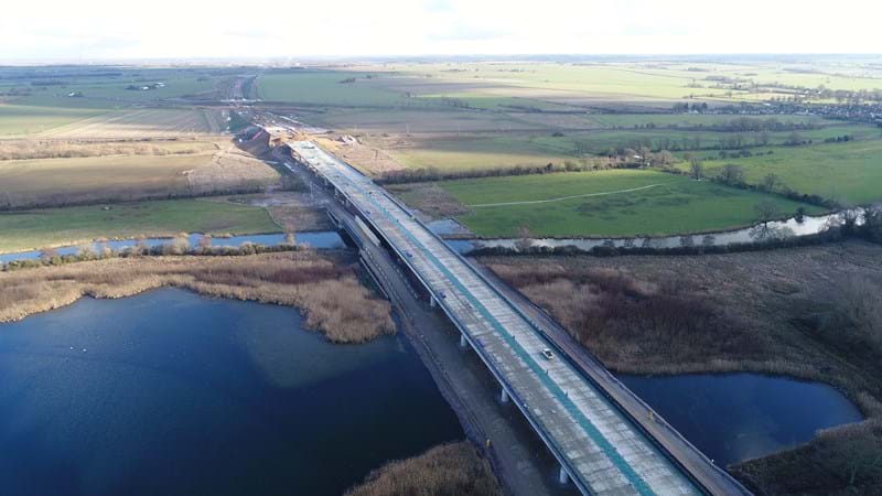 Major milestone for A14 as new bridge completed