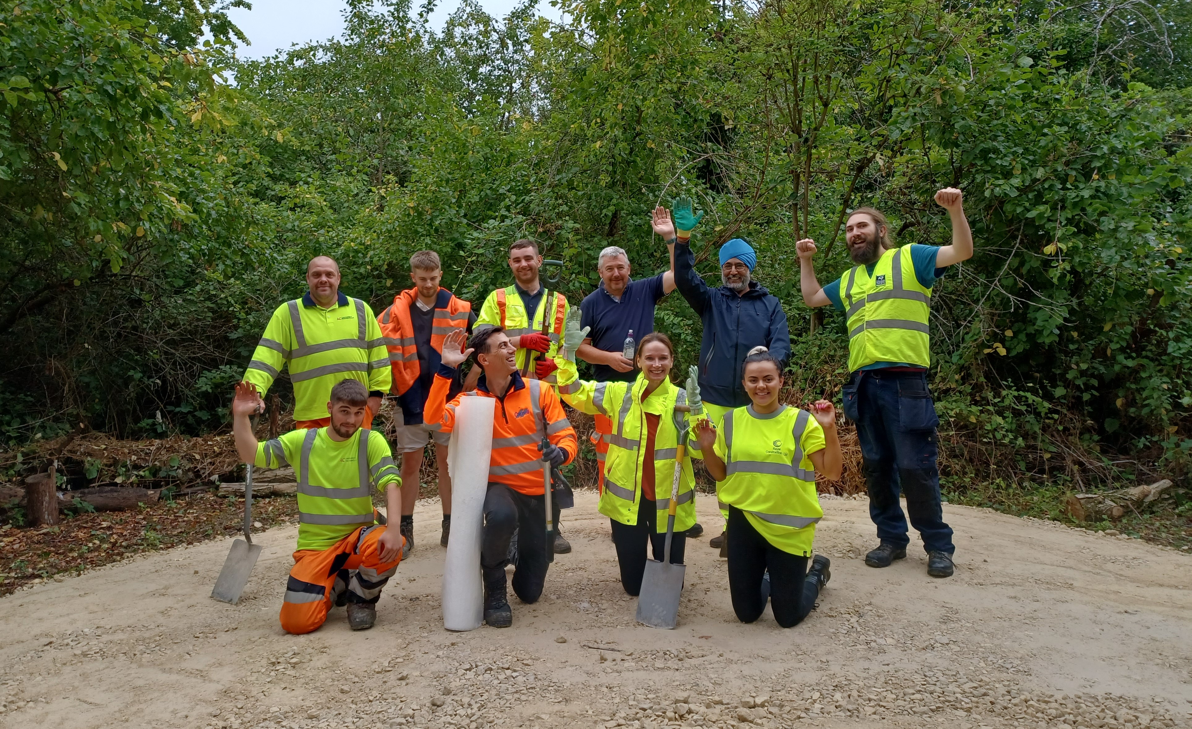 Some of the workers who volunteered their time to create new pathways and improve access to Grays Wood