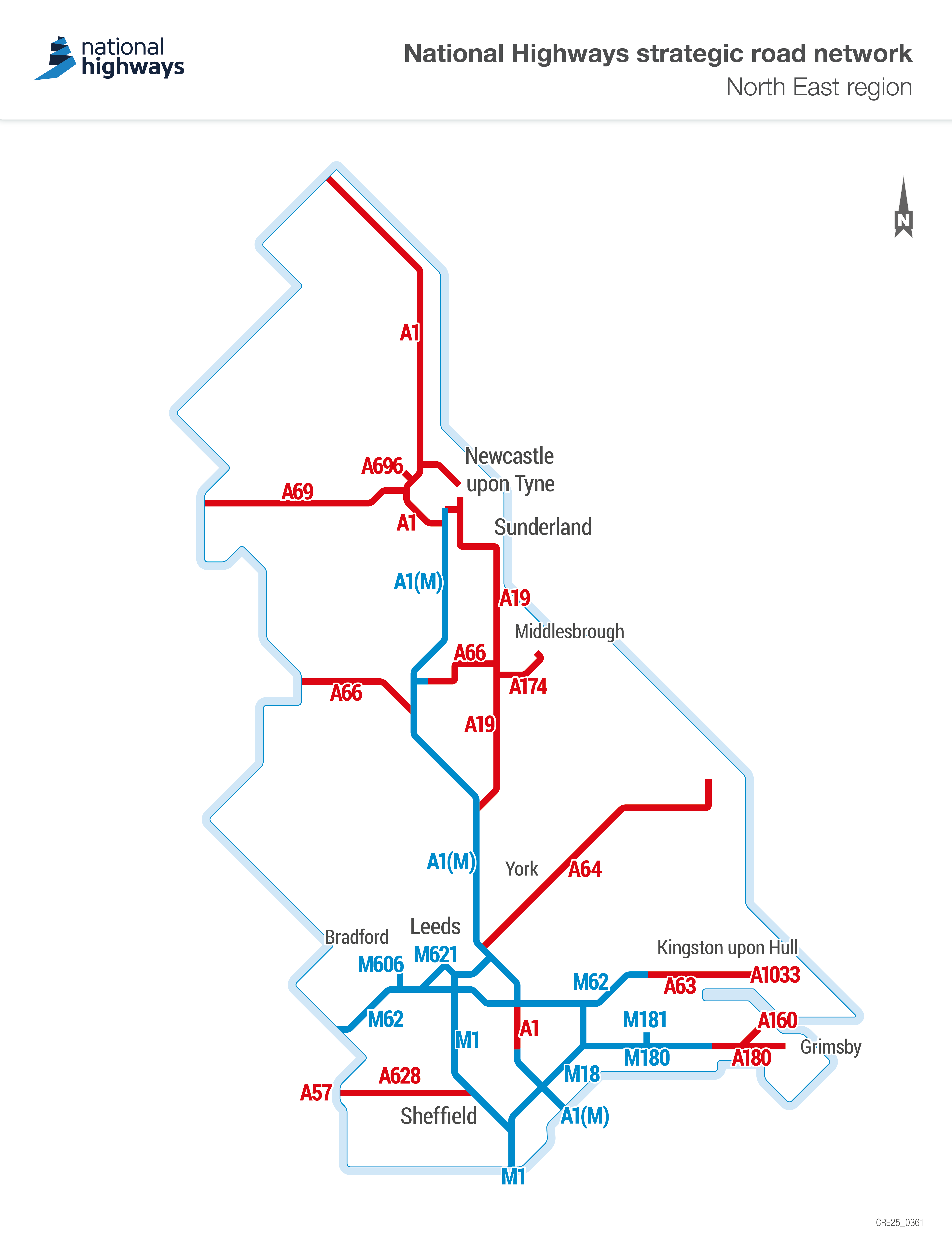 Yorkshire and North East region map