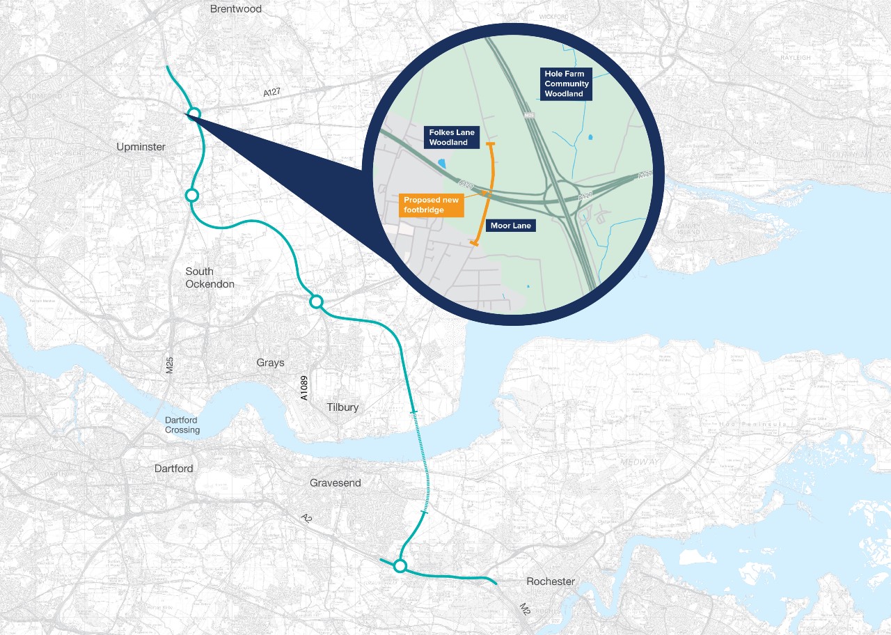 Map showing location of proposed low-carbon footbridge