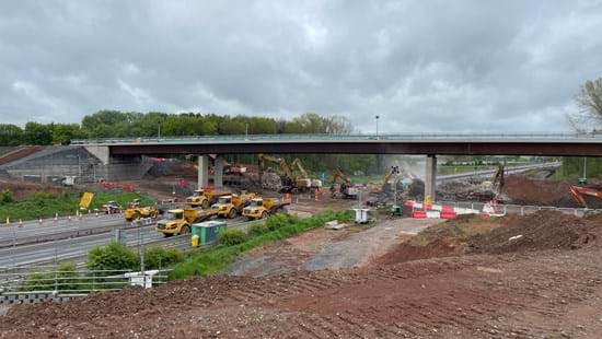Going, going, gone! Footage shows old bridge being demolished as part of major £282m upgrade to M42 