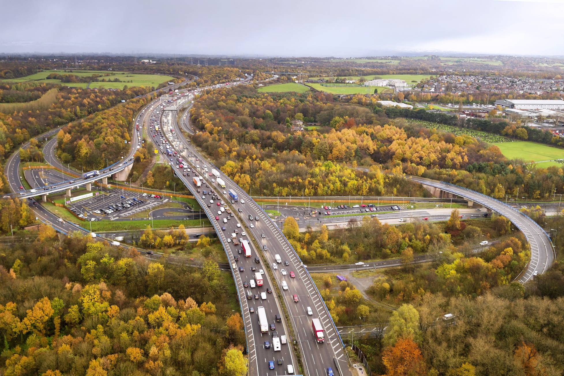aerial view of motorway