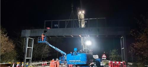 Gantry being lifted out above the A31