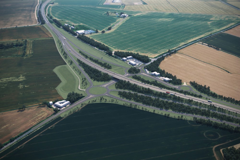 Artist's impression of upgraded Caxton Gibbet junction.