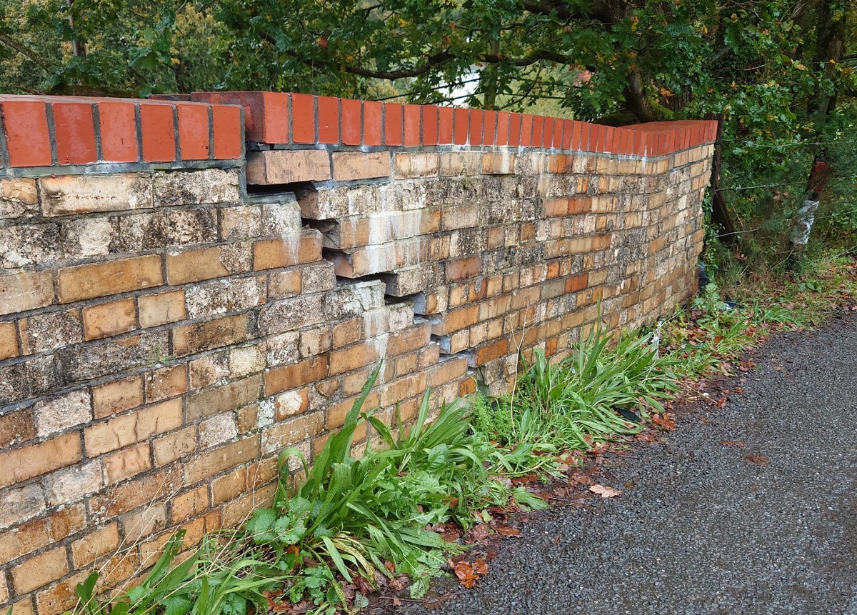 Damaged brickwork caused by vehicle strike