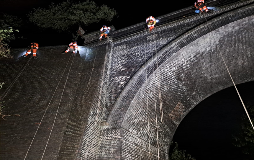Working on Crigglestone Viaduct at night