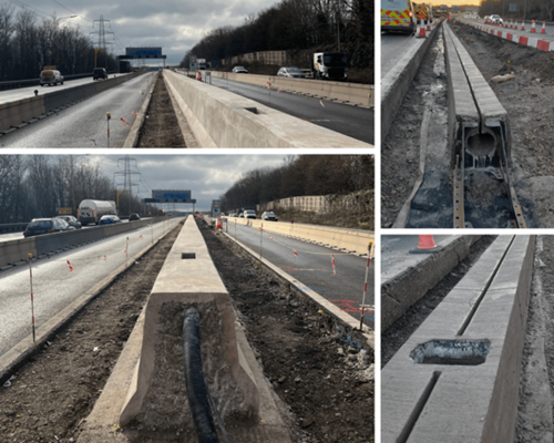 M3 junction 9 to 14 barrier replacement between junctions 14 and 13 collage