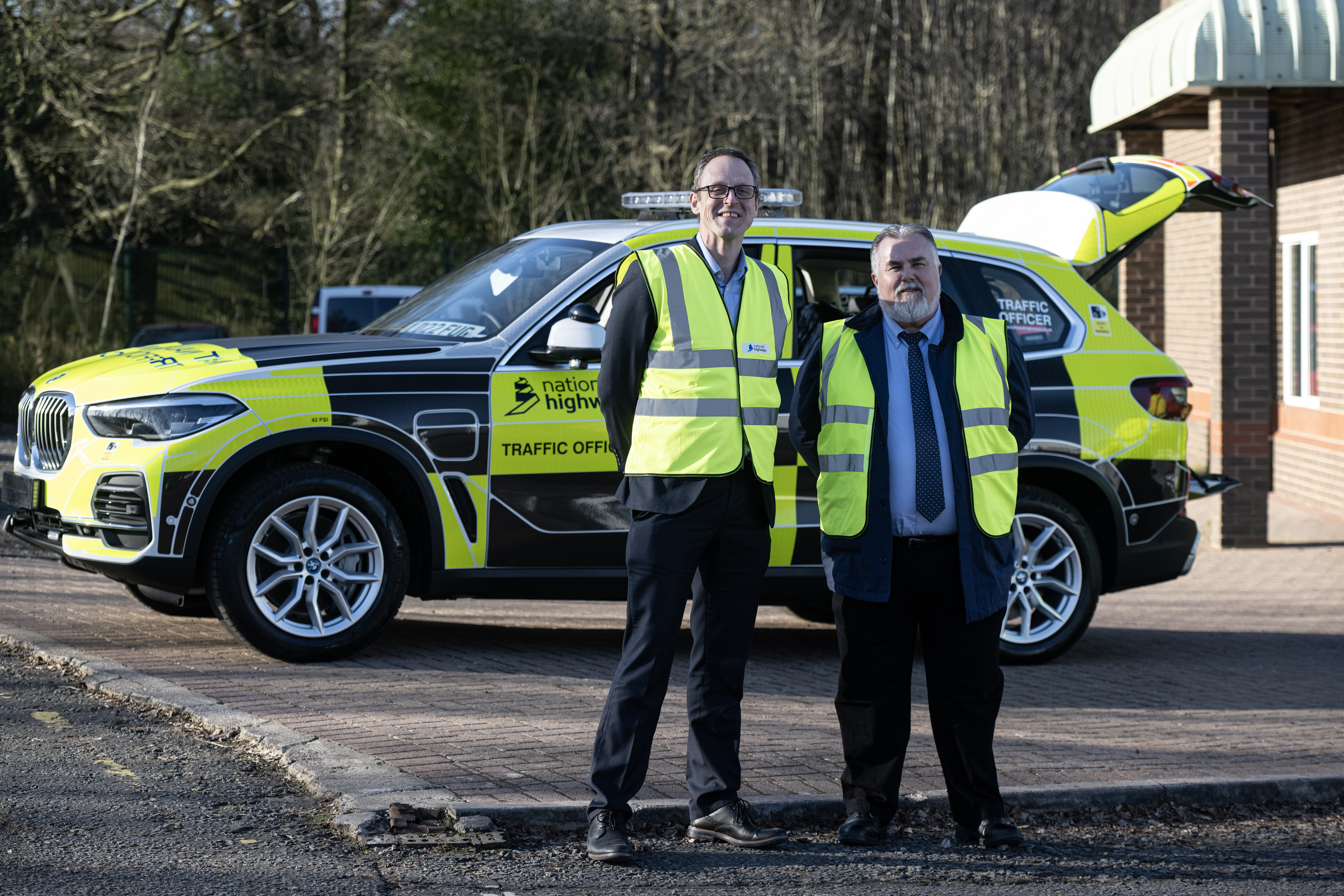 Steve Elderkin, National Highways head of environment and sustainability with David Spooner, Managing Director Safeguard SVP Ltd pictured during a site visit to the Leicestershire offices of Safeguard SVP Ltd.