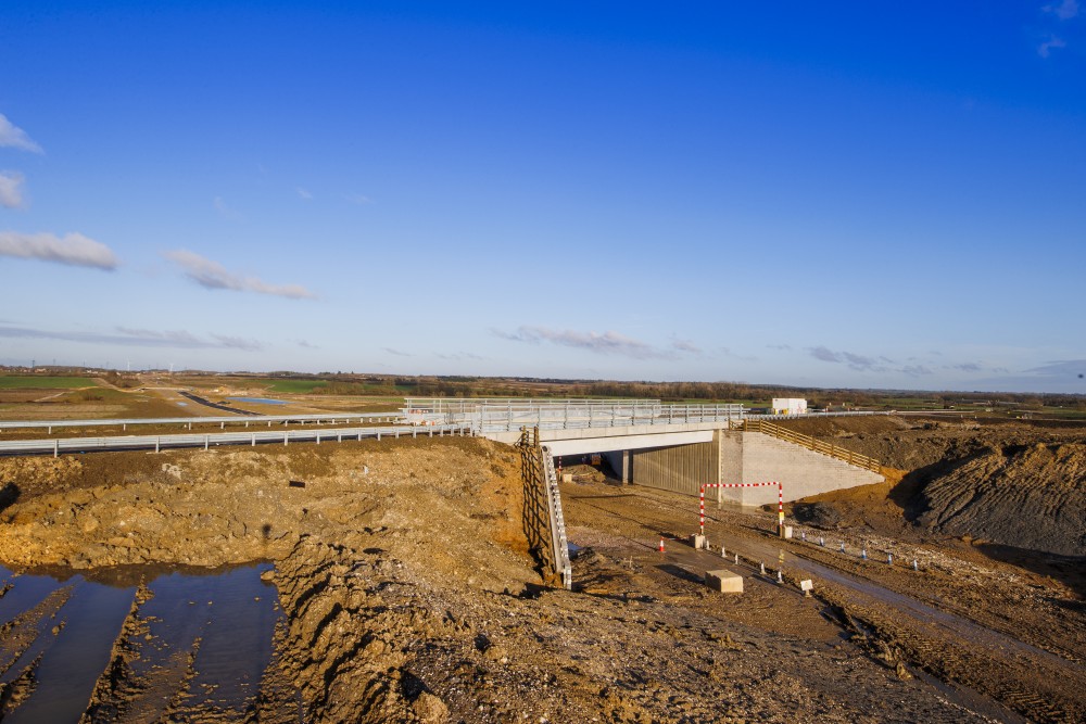 New bridge at Potton Road in construction