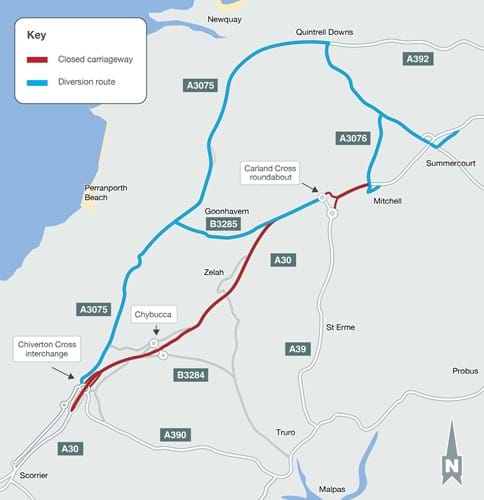 A30 Chiverton to Carland Cross diversion
