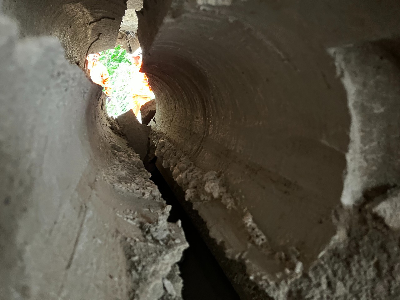 Cored section of concrete that’s been broken using hydraulic bursting technique