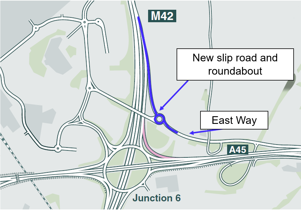 East Way and new junction 6 slip road