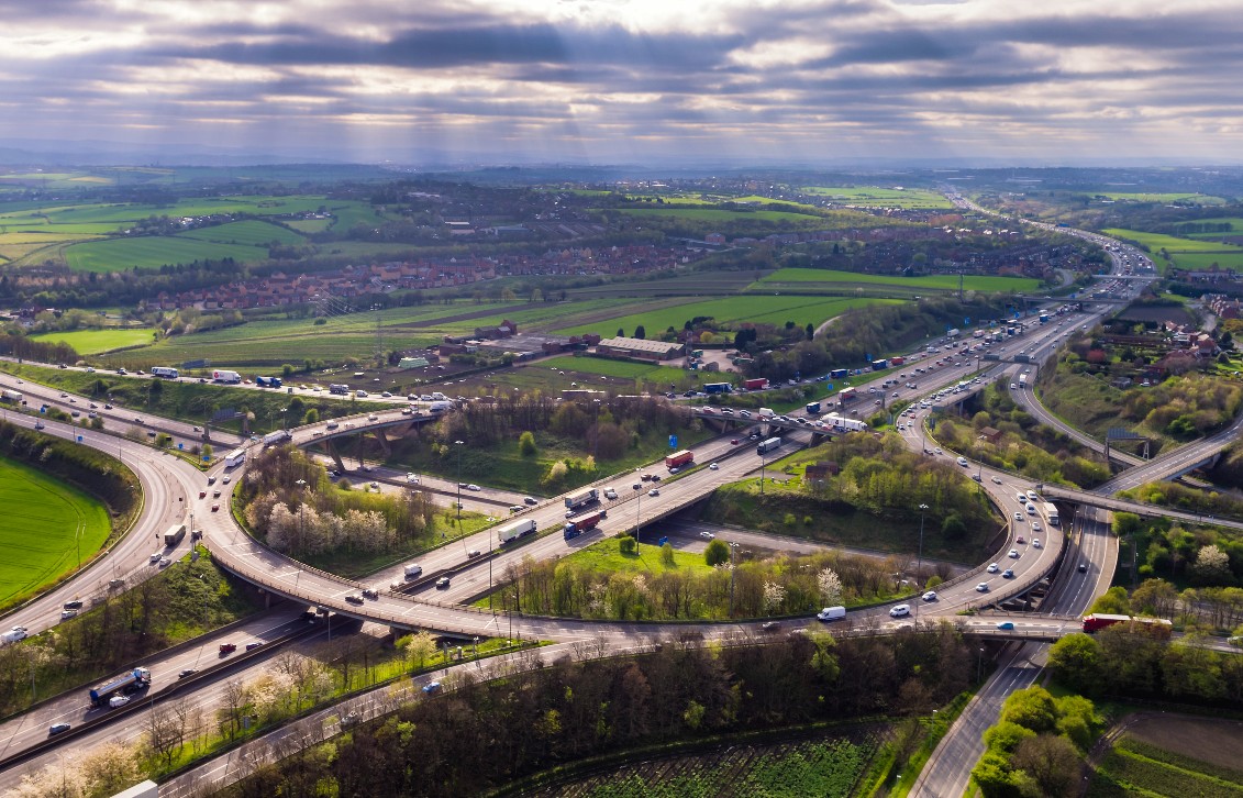 Aerial view of road network